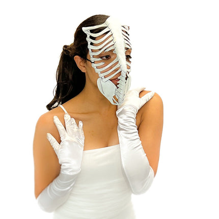 Skeleton Handmade Genuine Leather Mask in White
