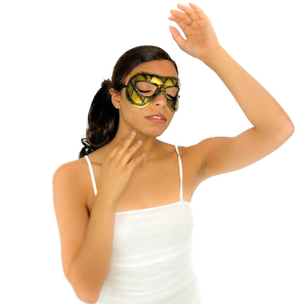 Compact Harlequin Handmade Genuine Leather Mask in Gold