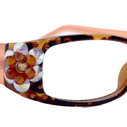 All Favorite, (Bling) Reading Glasses Women Adorned W European Crystals (Tortoise Brown) Frame +4 +4.5 +5 +6 NY Fifth Avenue.