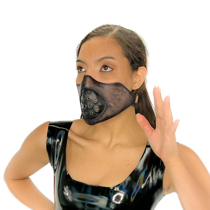 Fully Customizable and Personalizable Two Point Handcrafted Genuine Leather Mouth Riding Mask