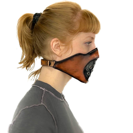 Fully Customizable and Personalizable Two Point Handcrafted Genuine Leather Mouth Riding Mask