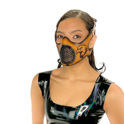 Fully Customizable and Personalizable Four Point Handcrafted Genuine Leather Mouth Riding Mask