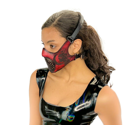 Fully Customizable and Personalizable Four Point Handcrafted Genuine Leather Mouth Riding Mask