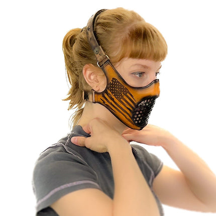 Fully Customizable and Personalizable Four Point Handcrafted Genuine Leather Mouth Riding Mask