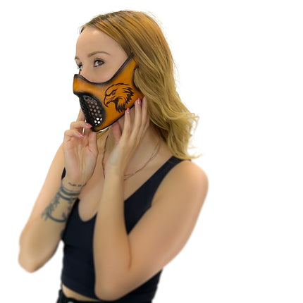 Fully Customizable and Personalizable Four Point Handcrafted Genuine Leather Mouth Riding Mask