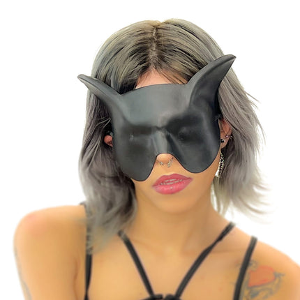 Super Hero Cat Sleep Mask or Blindfold - Handmade Genuine Leather - Optional Deerskin Or Suede Lining