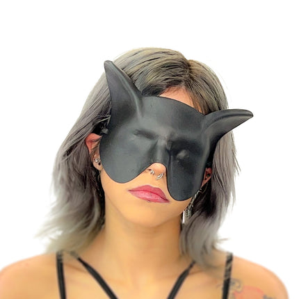 Super Hero Cat Sleep Mask or Blindfold - Handmade Genuine Leather - Optional Deerskin Or Suede Lining