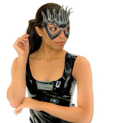Masquerade Crown Mask of Handmade Genuine Leather in Metallics