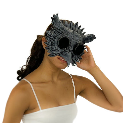 Black Raven Goggles Handmade Genuine Leather Mask