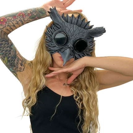 Black Raven Goggles Handmade Genuine Leather Mask