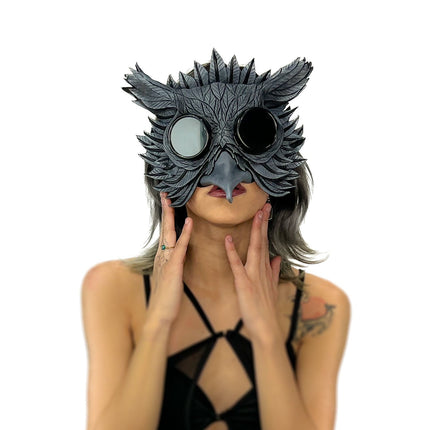 Black Raven Goggles Handmade Genuine Leather Mask