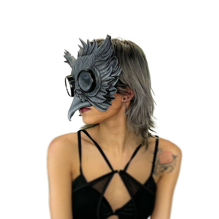 Black Raven Goggles Handmade Genuine Leather Mask