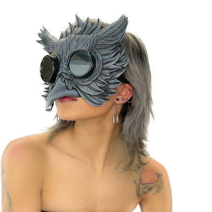 Black Raven Goggles Handmade Genuine Leather Mask