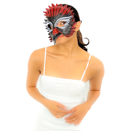 Red Raven  Handmade Genuine Leather Mask