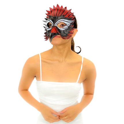 Red Raven  Handmade Genuine Leather Mask