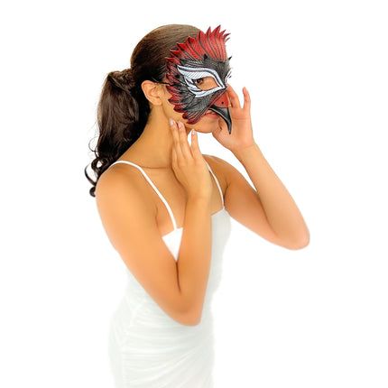 Red Raven  Handmade Genuine Leather Mask