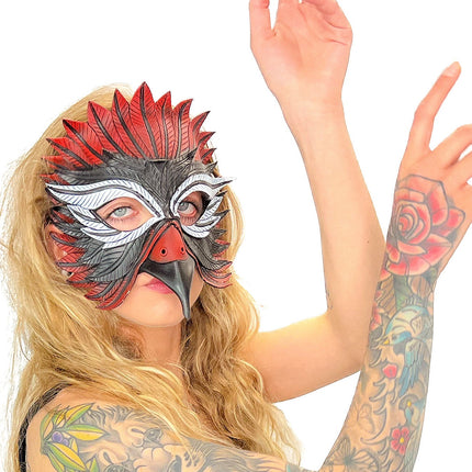 Red Raven  Handmade Genuine Leather Mask