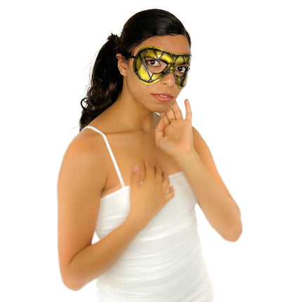 Compact Harlequin Handmade Genuine Leather Mask in Gold