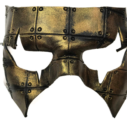 Handmade Genuine Leather Mask in Black and Gold