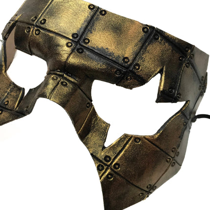 Handmade Genuine Leather Mask in Black and Gold
