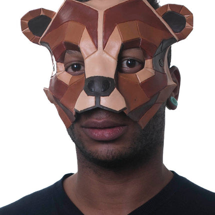 Geometric Grizzly Bear Leather Mask