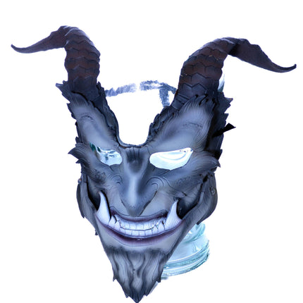 The Beast - Articulating Jaw Handmade Genuine Leather Mask with Horns in Natural Colors