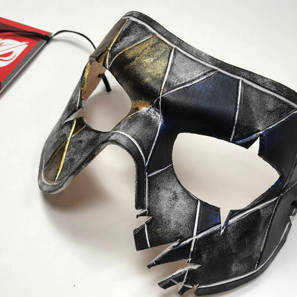 Harlequin Handmade Genuine Leather Mask in Blue White Black and Gold