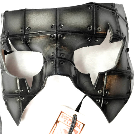 Silver Handmade Genuine Leather Mask in Rusted Steel Pattern