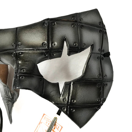 Silver Handmade Genuine Leather Mask in Rusted Steel Pattern