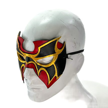 Super Hero Wrestling Mask Handmade Genuine Leather Mask in Red and Gold