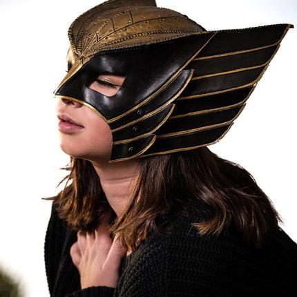 Winged Helmet Genuine Leather Mask