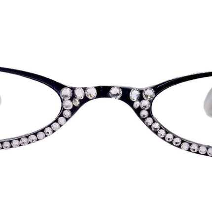 The Marvelous, (Bling) Women Reading Glasses W (Full Bottom) (Clear) European Crystals (Black) +1.50..+3.00 Lower Nose, NY Fifth Avenue
