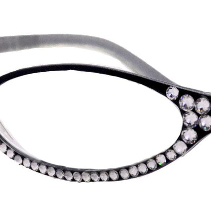 The Marvelous, (Bling) Women Reading Glasses W (Full Bottom) (Clear) European Crystals (Black) +1.50..+3.00 Lower Nose, NY Fifth Avenue
