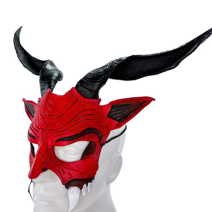 Krampus Handmade Genuine Leather Mask for Masquerade Cosplay or Halloween Costumes