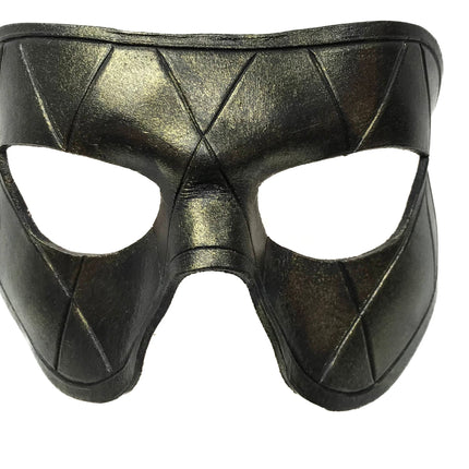 Harlequin Handmade Genuine Leather Mask in Black with Gold Hues