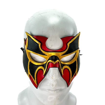 Super Hero Wrestling Mask Handmade Genuine Leather Mask in Red and Gold