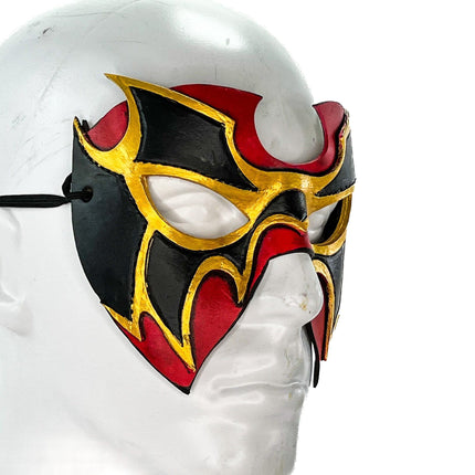 Super Hero Wrestling Mask Handmade Genuine Leather Mask in Red and Gold