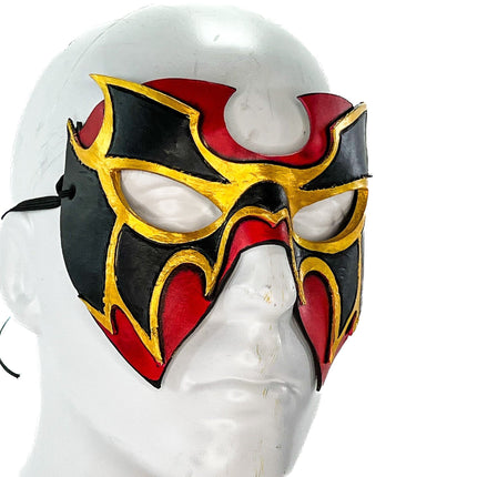 Super Hero Wrestling Mask Handmade Genuine Leather Mask in Red and Gold