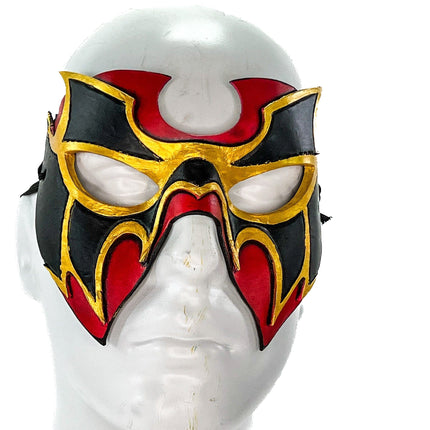 Super Hero Wrestling Mask Handmade Genuine Leather Mask in Red and Gold