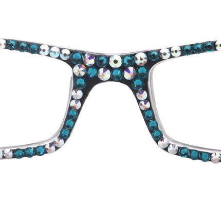 The French ( Full Bling) (Fleur De Lis) Women Reading Glasses W (AB Aurora Borealis N Turquoise) Genuine European Crystals , NY Fifth Avenue