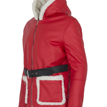 Handmade  Santa Claus Leather Jacket Christmas Jacket Cosplay Coat
