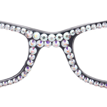 Elise, Bling Reading Glasses For Women W (AB)Genuine European Crystals rectangular (Black) +1.25 ..+3, Full Top  NY Fifth Avenue.