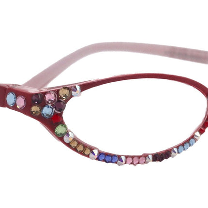The Marvelous, (Bling) Women Reading Glasses W (Full Bottom) (Multi Color) European Crystals +1.50 ..+2.75 Magnifying (Red) NY Fifth Avenue
