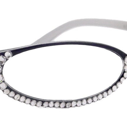 The Marvelous, (Bling) Women Reading Glasses W (Full Bottom) (Clear) European Crystals (Black) +1.50..+3.00 Lower Nose, NY Fifth Avenue