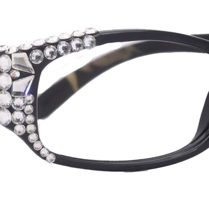 Rosie Bling Reading Glasses Women W (Aurora Borealis) Genuine European Crystals (Black) NY Fifth Avenue