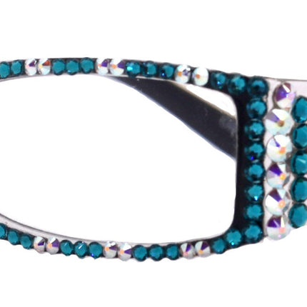 The French ( Full Bling) (Fleur De Lis) Women Reading Glasses W (AB Aurora Borealis N Turquoise) Genuine European Crystals , NY Fifth Avenue