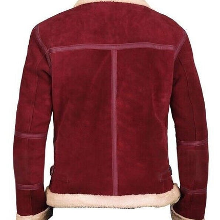 Ox and Bulls Christmas Red Suede Leather Jacket | Men's Ryan Reynolds Inspired Santa Shearling Jacket
