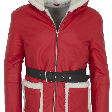 Handmade  Santa Claus Leather Jacket Christmas Jacket Cosplay Coat