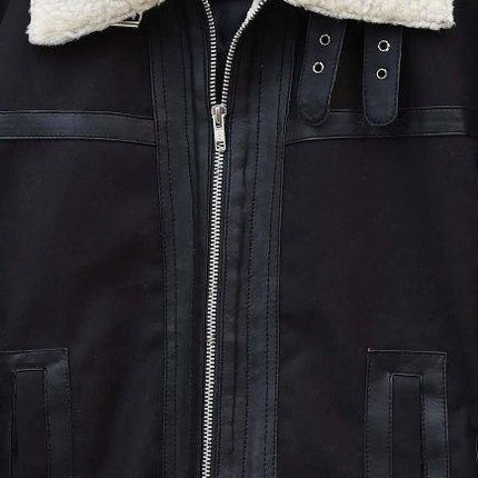 Handmade B3 Aviation Synthetic Fur Bomber Jacket Leather Coat