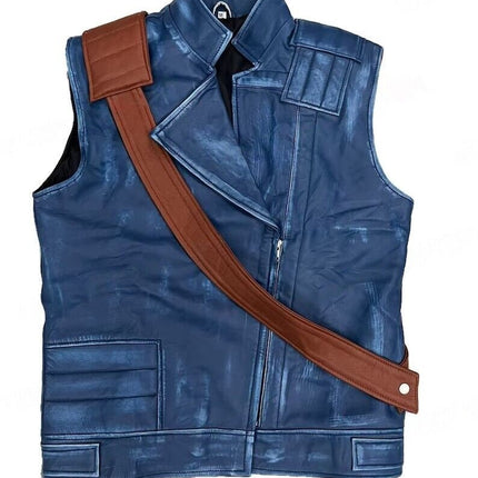 Jedi Survivor Distressed Leather Vest Jacket Cosplay Costume